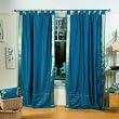 Indo Turquoise Tab Top Sari Sheer Curtain (43 in. x 84 in.)