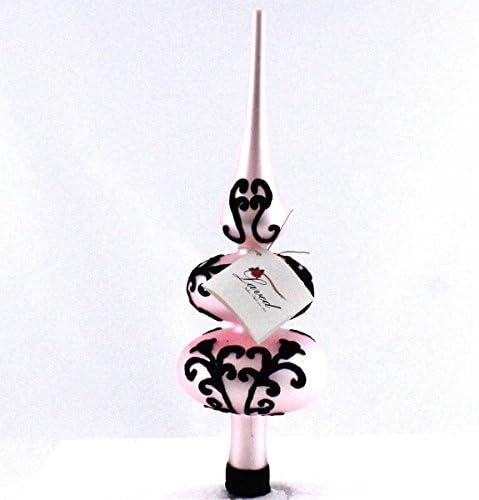 Laved Italian Ornaments PINK AND BLACK FLOCKED FINIAL Glass Italian P25157B