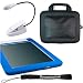 Amazon Kindle DX Combo: Blue Silicon Skin With Black Kroo Cube Travel Carrying Pouch Case with Side 