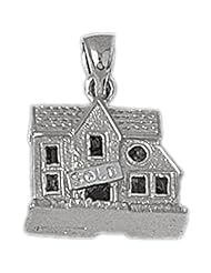 Clevereves 14K White Gold Charm 3-DHouses 8.9 - Gram(s)