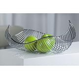DESIGNER OBSTKORB / OBSTSCHALE METALL VERCHROMT silber