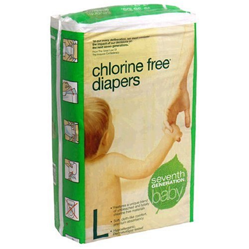 Seventh Generation, Chlorine Free, Hypo-Allergenic Disposable Baby Diapers - Large (22-37 lbs.) 34 Diapers
