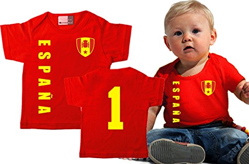 Spanien BABY T-Shirt – Trikot Look – rot Gr. 68-86 (80/86)
