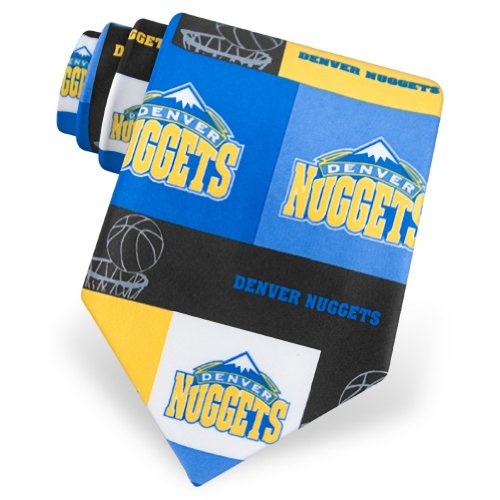 Men's Denver Nuggets Block and Play Polyester Tie by NBA in Blue