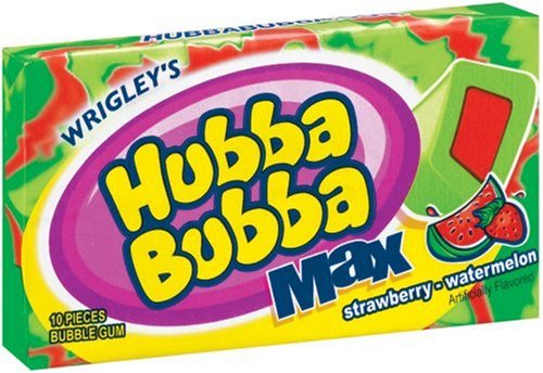 Hubba Bubba Max Bubble Gum, Strawberry-Watermelon, 10-Piece Packs (Pack of 18) by Hubba Bubba