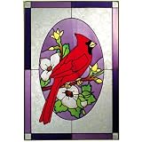 Cardinal Art Glass Panel Wall Window Hanging Suncatcher 20 x 14