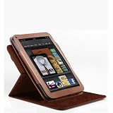 Poetic 360 degree Rotary leather case for Amazon Kindle Fire Landscape / Portrait View Dark Brown Not compatible with Kindle Fire HD tablet