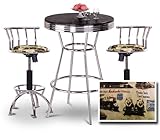 IMAGE OF Chrome Bar Table & 2 Chrome Adjustable 24