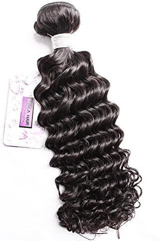 Bella Hair Brazilian Deep Wave Weft 1 Bundle Natural Color 100% Raw Unprocessed Human Hair Curly Wavy Weave (12")