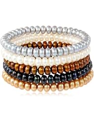 Honora Lynx Button Freshwater Pearl Stretch Bracelet, 7.5"