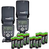 2 Pack YONGNUO YN560 IV YN-560IV Wireless Flash Speedlite Master / Slave Flash with Built-in Trigger System with 16 X EdisonBright Ni-MH rechargeable AA batteries bundle for Canon Nikon Pentax Olympus Fujifilm Panasonic Digital Cameras