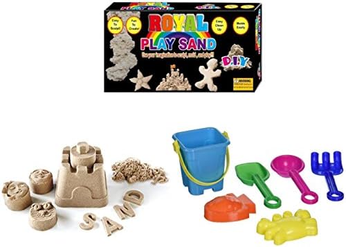 Play Sand Easy Clean up NO MESS with Toy Water Beach Tool Play Bucket Mini Set~6 Pc Sand Bag Set Bucket Shovel Rake Mold-One Set Colors May Vary (1 set)