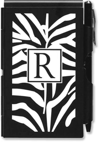 Wellspring Initial "R" Flip Notes with Pen - Blanc Noir Series