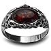 Sterling Silver Red Dark Amber Oval Design Ring