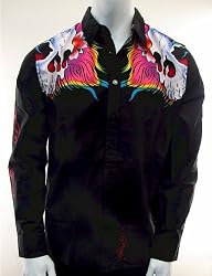 Ed Hardy By Christian Audigier L/S Bolt Skull Shirt In Black EDM004C1P0