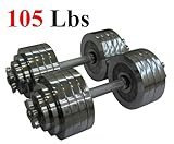 One Pair of Adjustable Dumbbells Chrome Plated Metal Total 105 Lbs (2 X 52.5 Lbs)