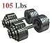 One Pair of Adjustable Dumbbells Chrome Plated Metal Total 105 Lbs (2 X 52.5 Lbs)