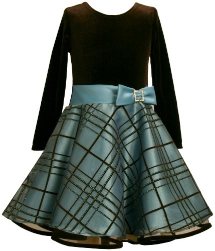 Bonnie Jean Girls 2-6x Long Sleeve Stretch Velvet To Skirt,Teal,5