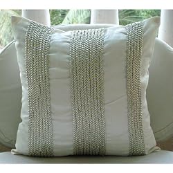 Metallic Attraction - Throw Pillow Covers - Silk Pillow Cover with Metallic Leather Tape