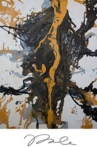 Abstract Painting Original Wall Art Modern Urban Minimalist Painting Acrylic Mid century Modern in shades of gray, black, white, and gold.