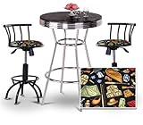 Chrome Bar Table & 2 Black Adjustable 24"-29" Camping Equipment Fabric Seat ....