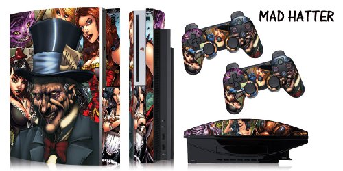 Protective skins for FAT Playstation 3 System Console, PS3 Controller skin included - MAD HATTER