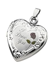Tri-Color Heart Locket with "I Love You" in Sterling Silver