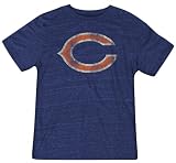 NFL Men's Chicago Bears Bigger Better Logo Tri Blend Tee (Dark Navy, Large)