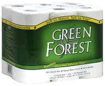 Green Forest Unscented Bathroom Tissue, 100% Recycled Paper, Whitened Without Chlorine, 12-Roll Packages (Case of 4)