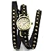 Retro Watch Women's Punk Wrap Genuine Leather Fashion Watch Rivet Black Strap