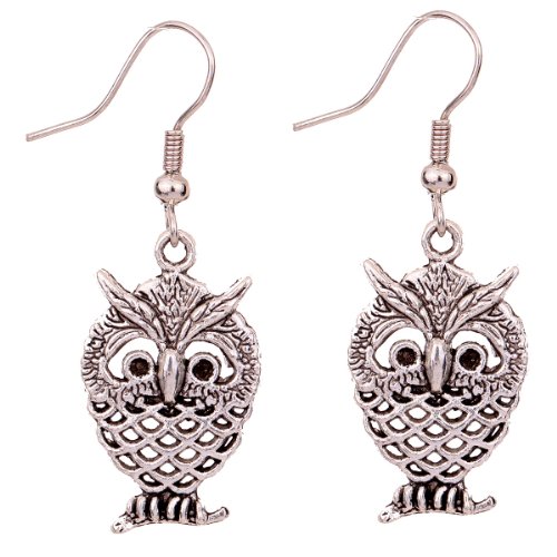 Yazilind Special design owl Ear Wire Hook Dangle Earrings retro Tibetan silver