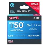 Arrow Fastener 505 Genuine T50 5/16-Inch Staples, 1,250-Pack