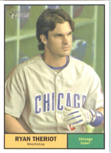 2010 Topps Heritage Baseball Card # 196 Ryan Theriot - Chicago Cubs - Mint Condition - MLB Trading Card Shipped In Protective ScrewDown Display Case!