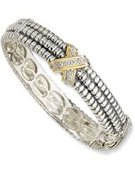 Sterling Silver w/14k 1/4ct. Diamond Bangle Bracelet
