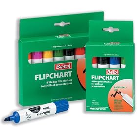 Berol Flipchart Markers Water-based Dry-safe Wedge Nib Assorted Ref S0377960 [Pack of 8]