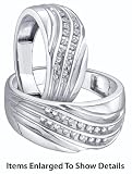 Matching White Gold Diamond Wedding Band Set For Him and Her