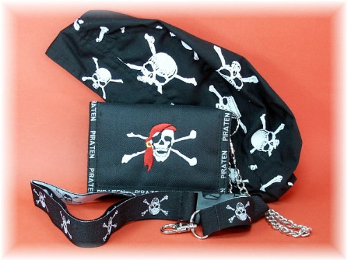 Piraten Set 3 Zandana / Bandana + Geldb�rse + Schl�sselband Pirat Piraten Pirate