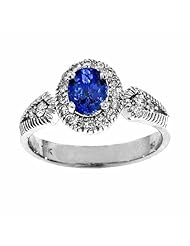 14K White Gold Tanzanite and Diamond Ring -- LIFETIME WARRANTY