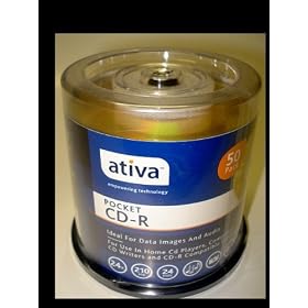 Ativa Gold Credit Card-Sized Pocket CD-R Discs - 50 pack