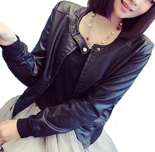 秋冬物 レディース レザー 長袖 ヤング ガーリー ライダース ジッパー ジャケット ブラック スリム カジュアル アウター 羽織 ブルゾン オリジナルアクセサリー付属 EVM0324