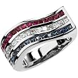 14K White Gold Sapphire, Ruby and Diamond Flag Ring