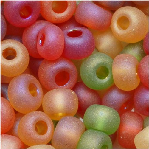 Czech Seed Beads 6/0 'Fall Harvest' Mix Green Red Orange (1 Ounce)