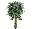 ONE Pre-Potted 7.5' Artificial Ficus Tree with Multiple Real Wood Trunks