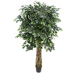 ONE Pre-Potted 7.5' Artificial Ficus Tree with Multiple Real Wood Trunks