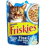 Friskies Cat Food Fine Cuts with Ocean Whitefish and Tuna in Sauce, 3-Ounce Pouches (Pack of 24)