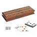 3 Track Medium Stained Solid Oak Wood Cribbage Board with Metal Pegs, 2 Decks of Cards, and Storage Area by WE Games