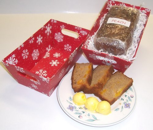 Scott's Cakes Peach Bread in a Red Snowflake Tray by Scott's Cakes