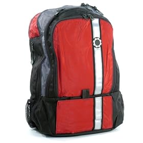 ComfortGear Retro Stripe Diaper Backpack in Red