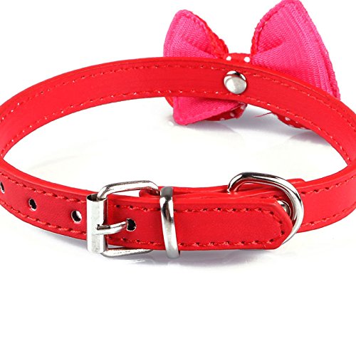 Bestpriceam Tm Hot Cute Knit Bowknot Adjustable Pu Leather Dog