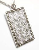 14k Bold Brown/White Diamond Shield Pendant (Clearance Priced) in White Gold